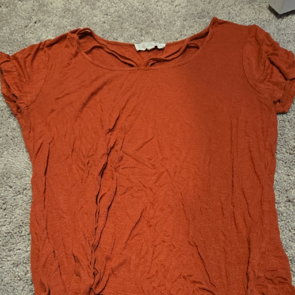 Pink Rose Orange Cap Sleeve T-Shirt Blouse